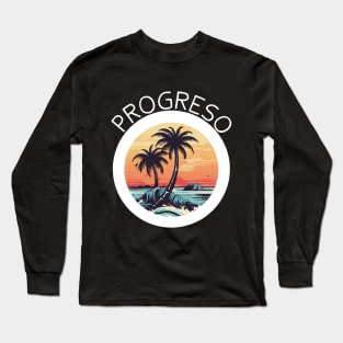 Progreso Mexico (White Lettering) Long Sleeve T-Shirt